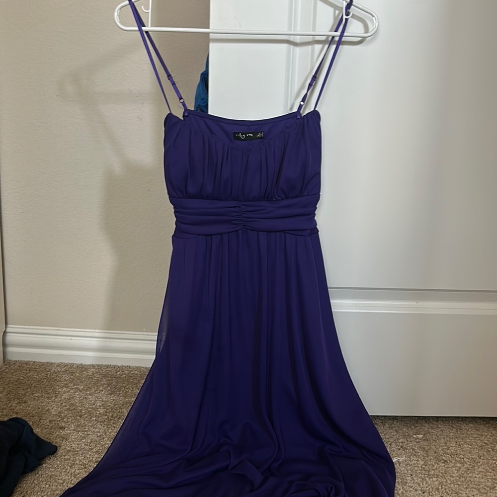 purple dress tie in back